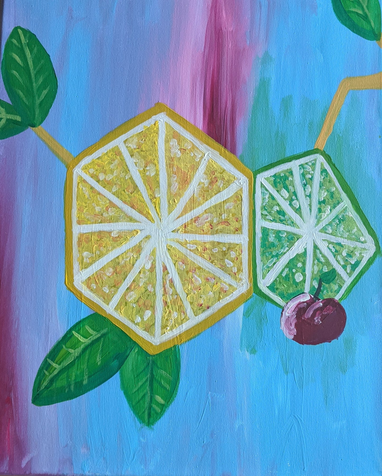 Serotonin Fruit Basket | 8x8" Acrylic Painting | Jake Snow Art