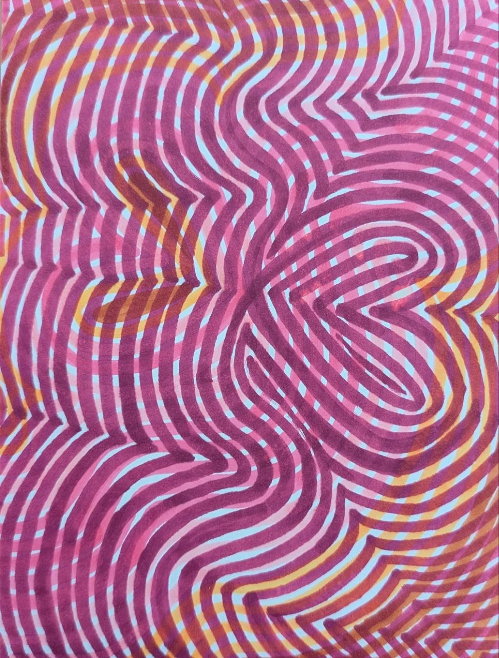 ZenTangle Hearts | 6x8" Marker Drawing Original | Jake Snow Art