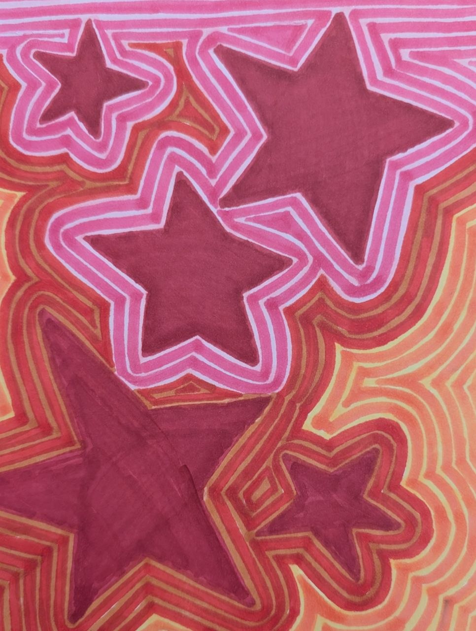 ZenTangle Stars | 6x8" Marker Drawing Original | Jake Snow Art