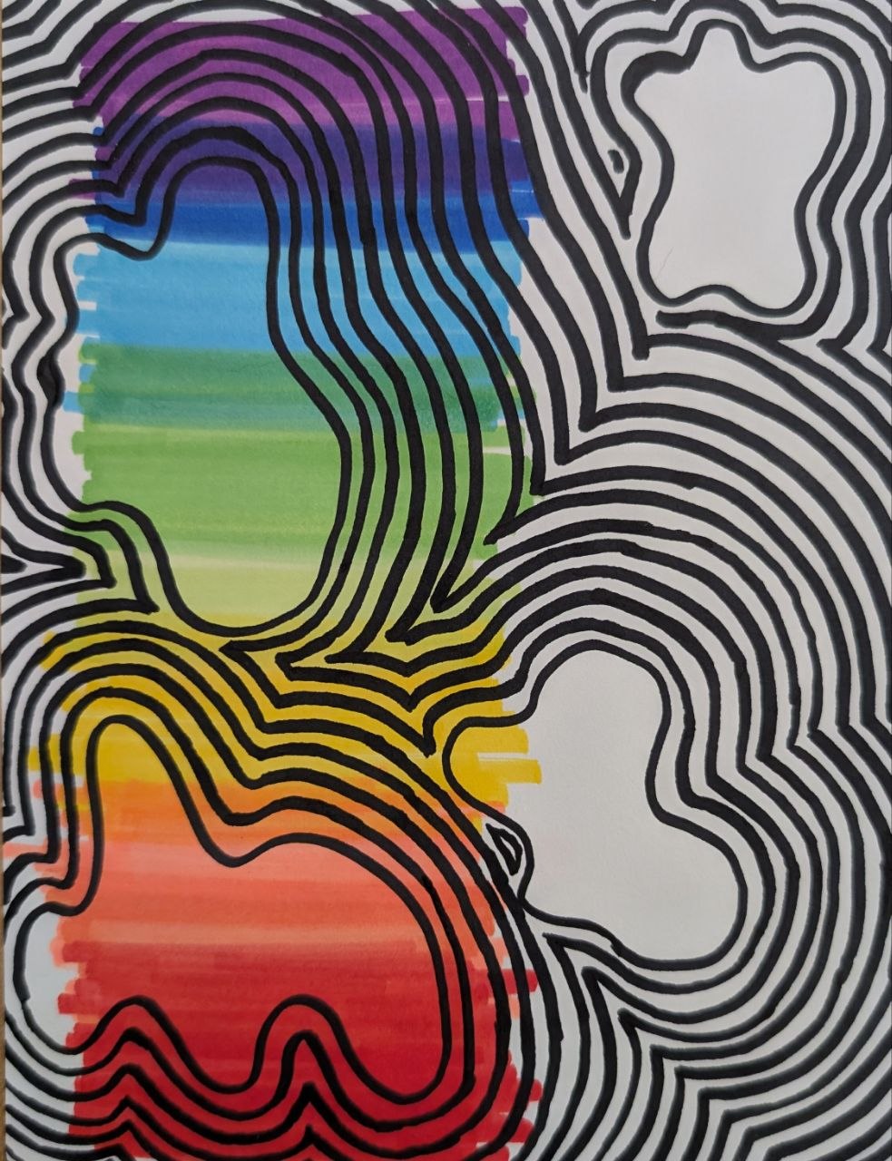 ZenTangle Clouds | 6x8" Marker Drawing Original | Jake Snow Art