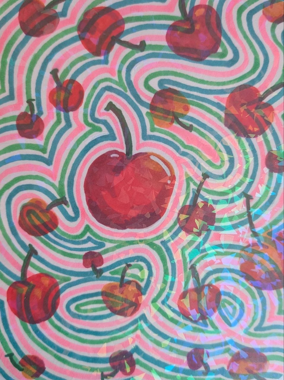 ZenTangle Cherry Madness | Marker Drawing Original | Jake Snow Art
