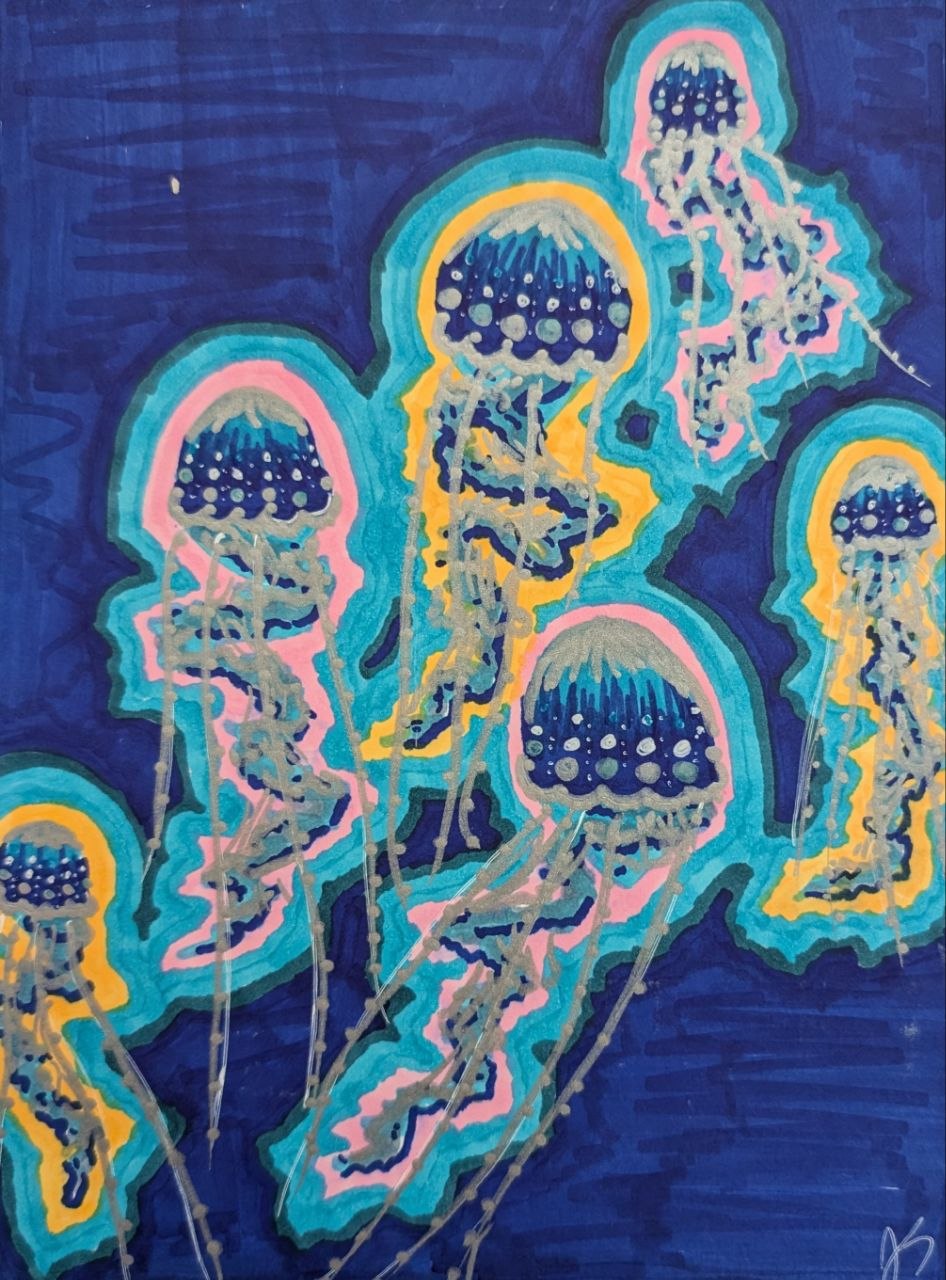 Jellyfish | 6x8" Marker Drawing Original | Jake Snow Art