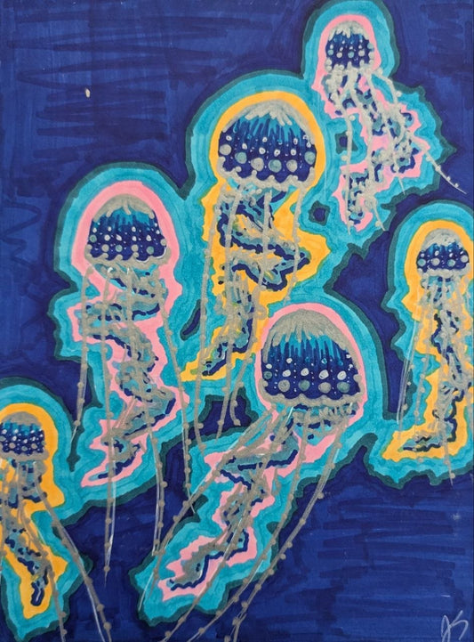 Jellyfish | 6x8" Marker Drawing Original | Jake Snow Art