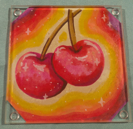 Glass Coaster Original | Warm Cherries | Jake Snow Art
