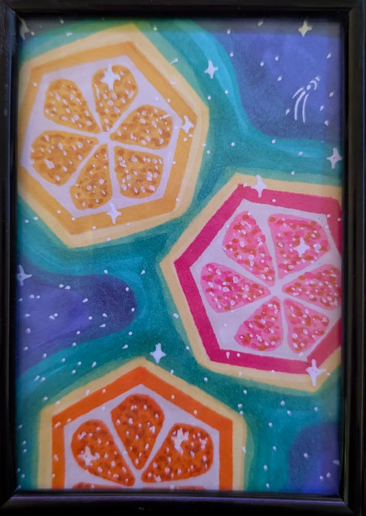 FRAMED Cosmic Citrus | Original Drawing | Jake Snow Art