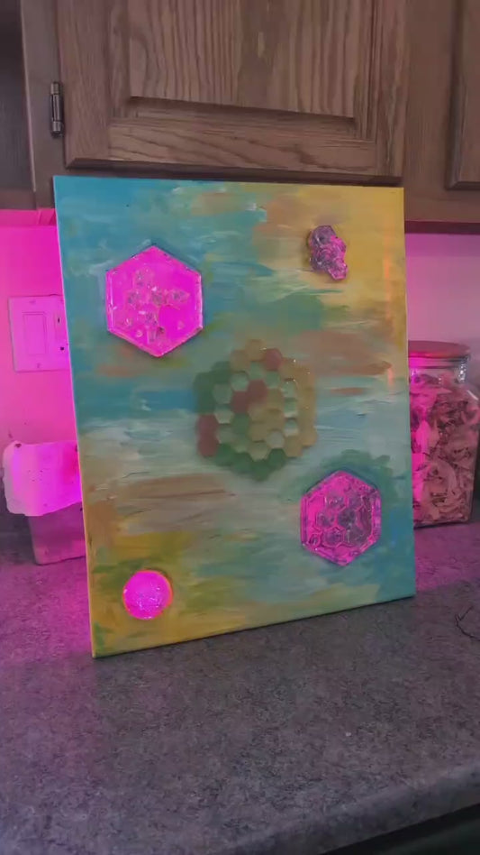 Hexagon Portal | 16x20" Acrylic Resin Painting | Jake Snow Art