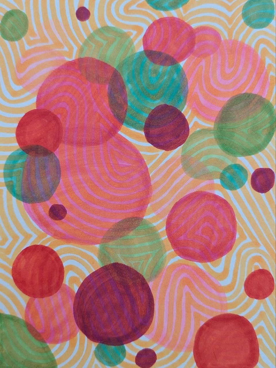 ZenTangle Marbles | 6x8" Marker Drawing Original | Jake Snow Art