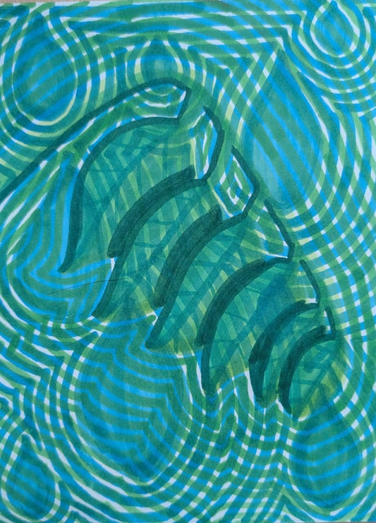 ZenTangle Leaves | 6x8" Marker Drawing Original | Jake Snow Art