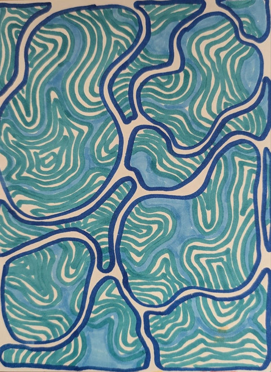 ZenTangle Pools | 6x8" Marker Drawing Original | Jake Snow Art