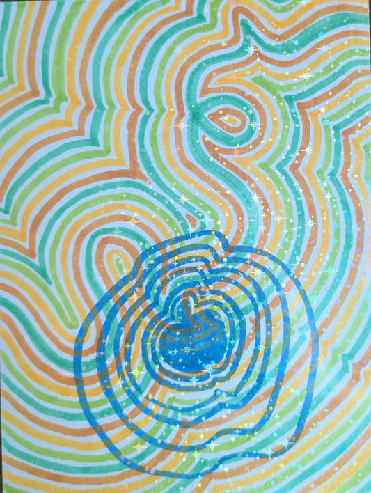 ZenTangle Apple | 6x8" Marker Drawing Original | Jake Snow Art