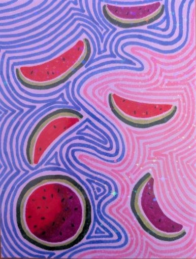 ZenTangle Watermelons | 6x8" Marker Drawing Original | Jake Snow Art