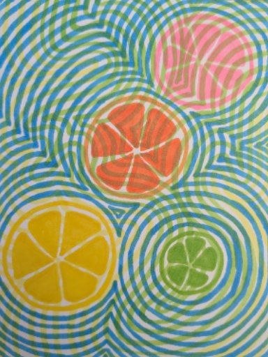 ZenTangle Fruit Slices | 6x8" Marker Drawing Original | Jake Snow Art