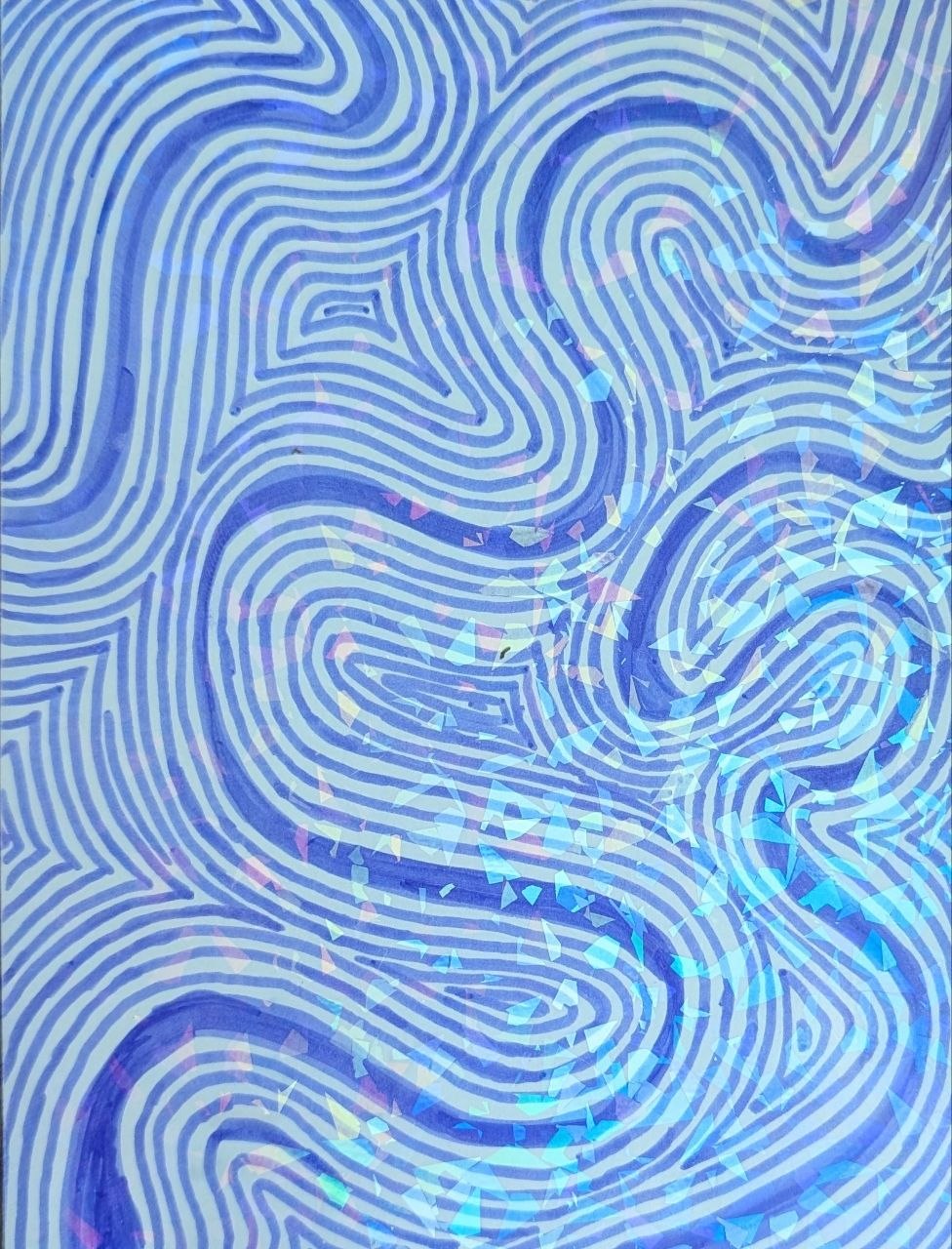ZenTangle Waves | 6x8" Marker Drawing Original | Jake Snow Art